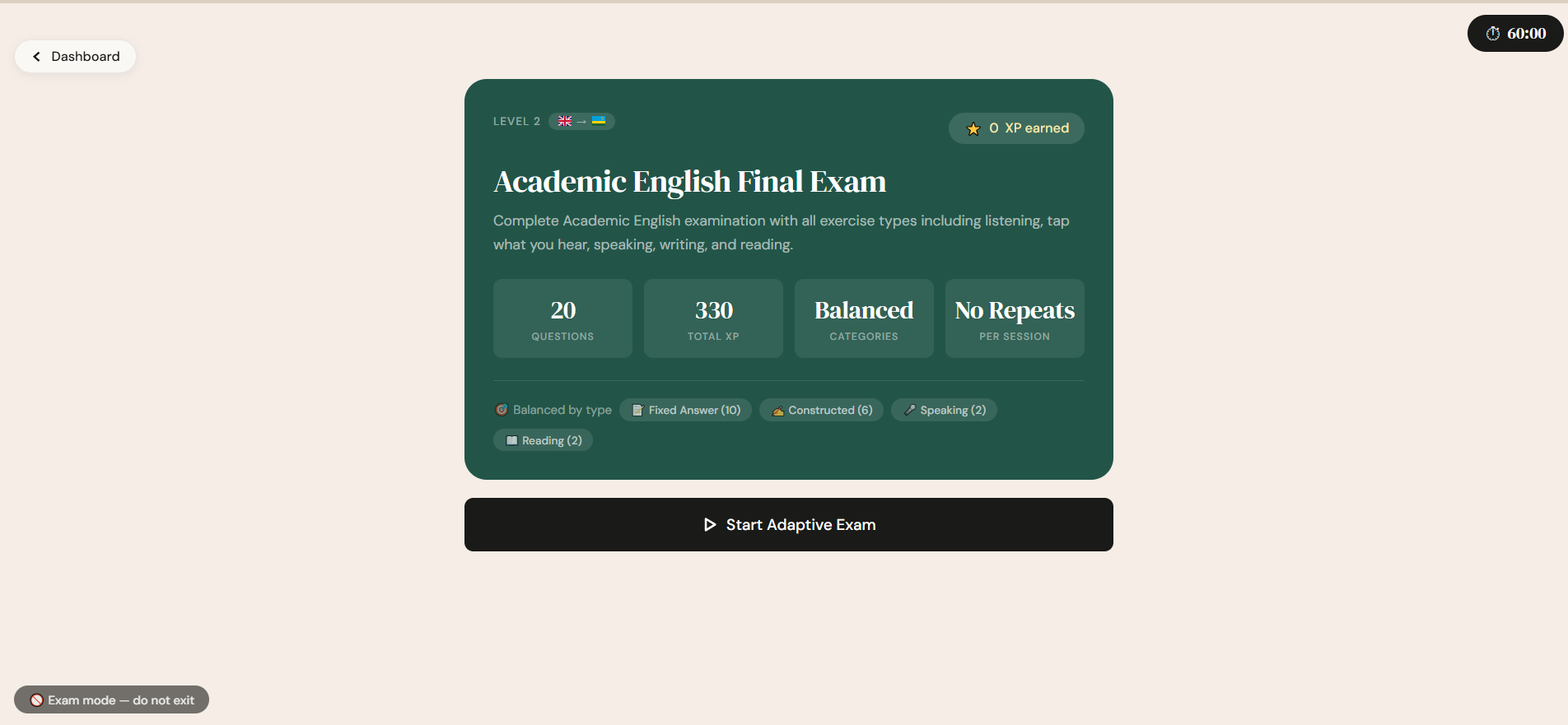 Exam in progress