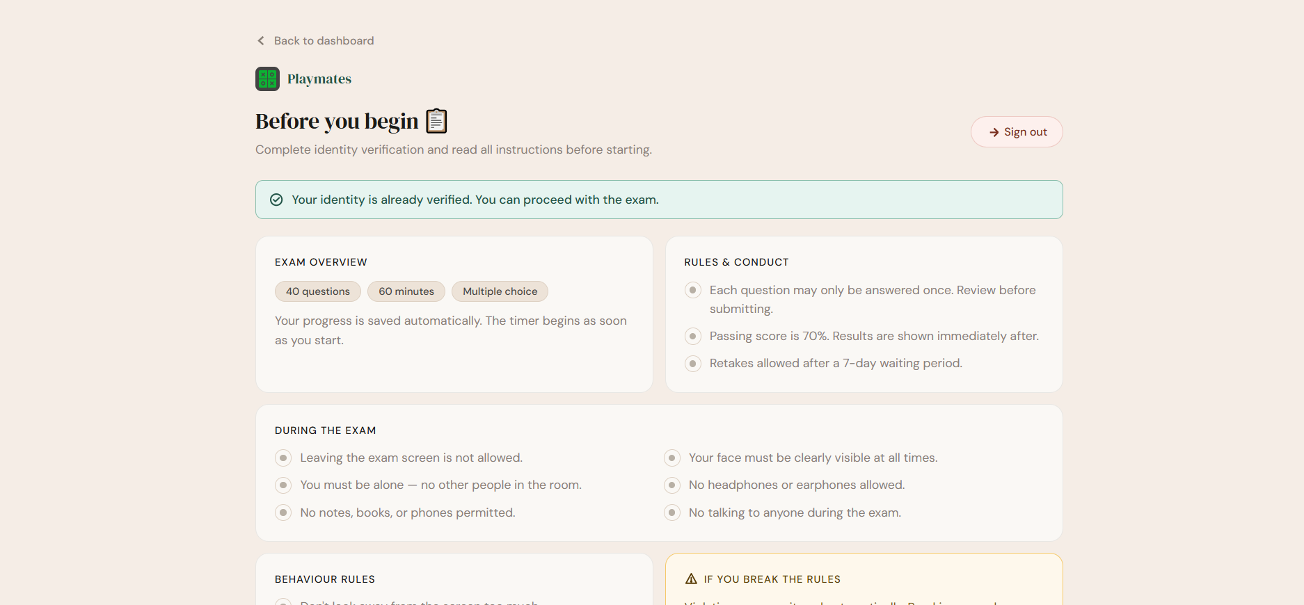 Review and verify screen